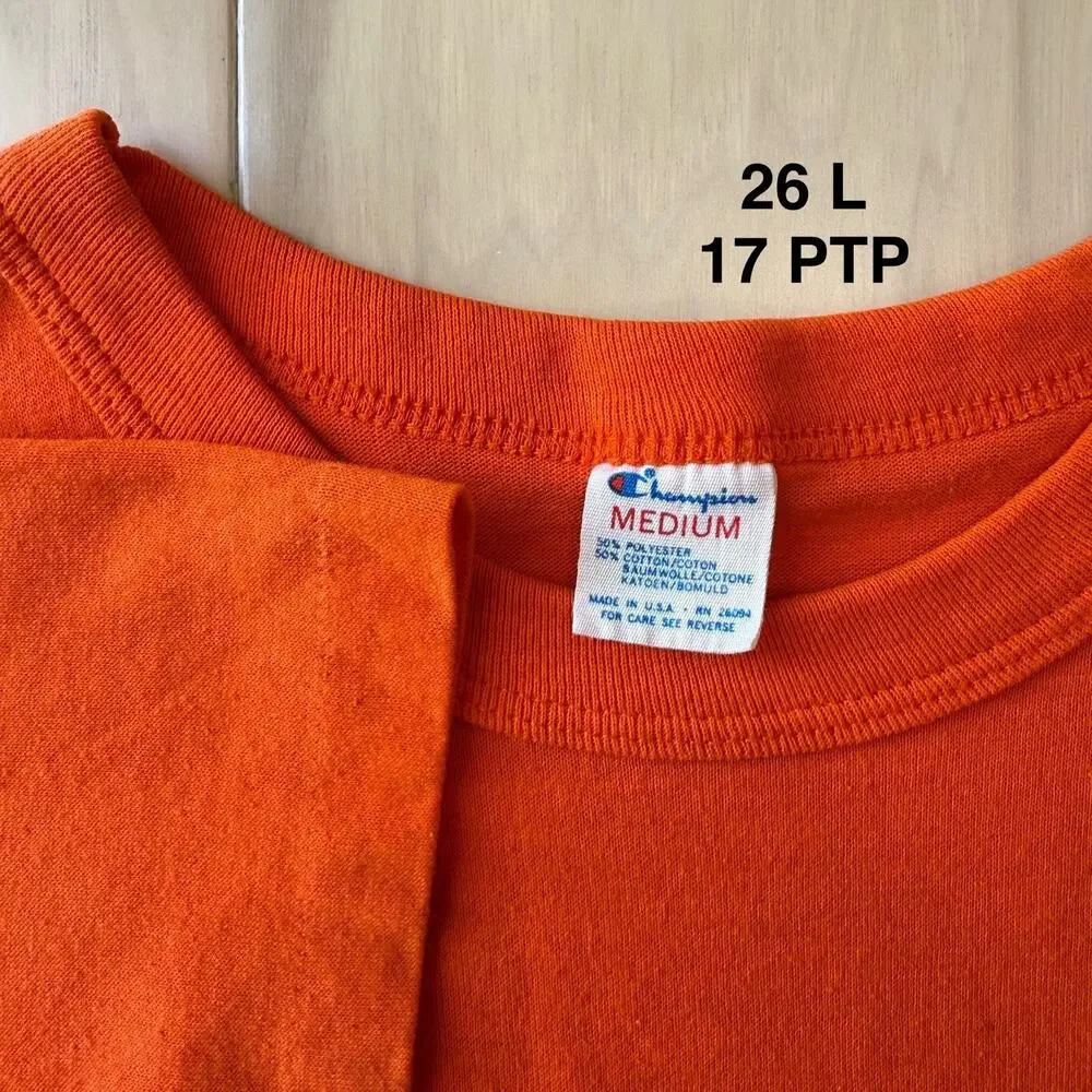 Vintage Denver Broncos Shirt Medium Orange 80s Champion Made in USA NFL Elway - Picture 5 of 7